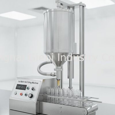 Máquina de enchimento de bálsamo labial de bico único com elevador de tanque e dosagem precisa para aplicações de enchimento a quente