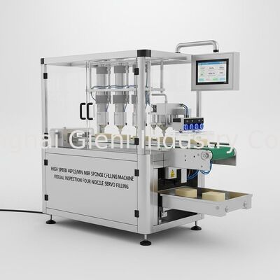 Máquina de enchimento de almofada de esponja de alta velocidade 48PCS/min NBR com inspecção visual e enchimento por servo de quatro bocas