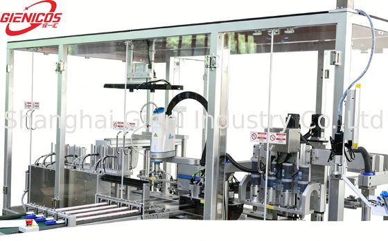 Máquina automática de enchimento de travesseiro com sistema de retorno e colocação de 180 ° Quatro servos de enchimento com bocal e dois tanques de aço inoxidável de 25L