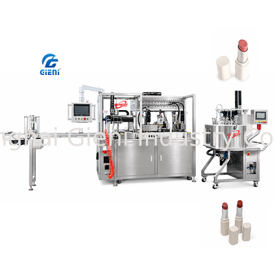 Máquina de Enchimento de Batom com Bico de Imersão GLU-900 Tanque de Pré-Agitação 30L Equipamento de Fusão a Vácuo
